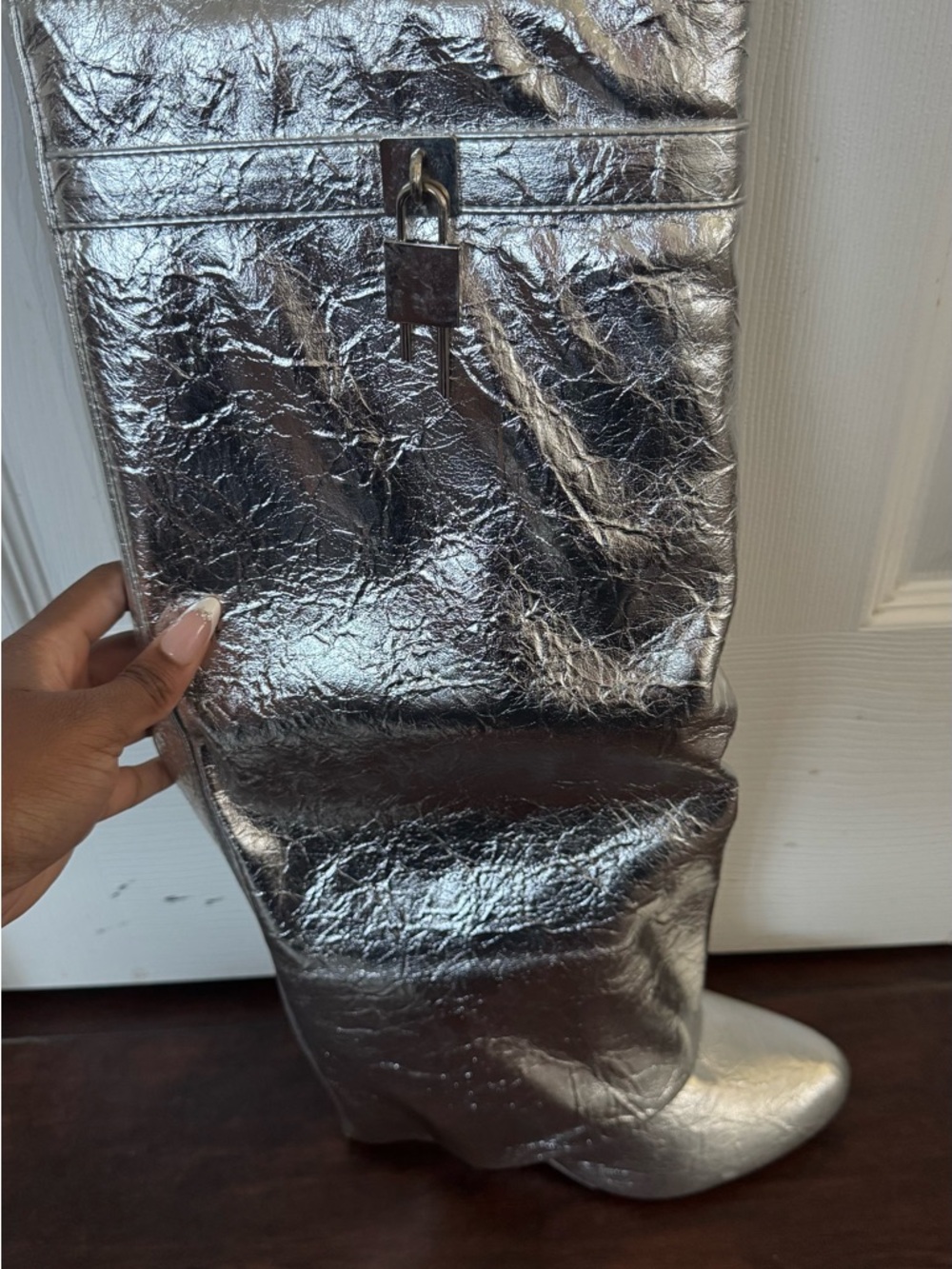 Metallic Silver Women's Fashion Knee Boots